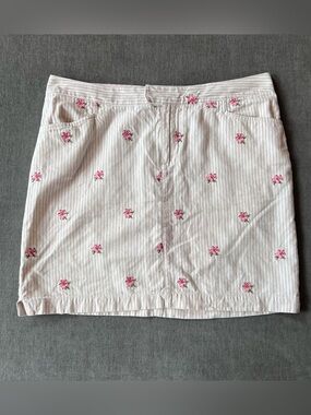 Tommy Hilfiger Striped Floral Embroidered Mini Skirt 6 Cotton